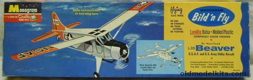Monogram 1/28 De Havilland L-20 Beaver Bild'n Fly Series  - 21 inch Wingspan Flying Model, F2-149 plastic model kit